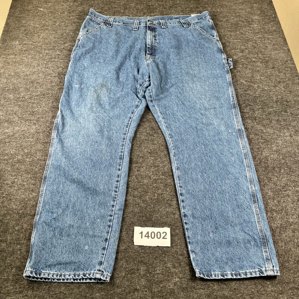 Wrangler Carpenter Jeans Mens 44x32 Blue Denim Cotton Workwear Straight Leg